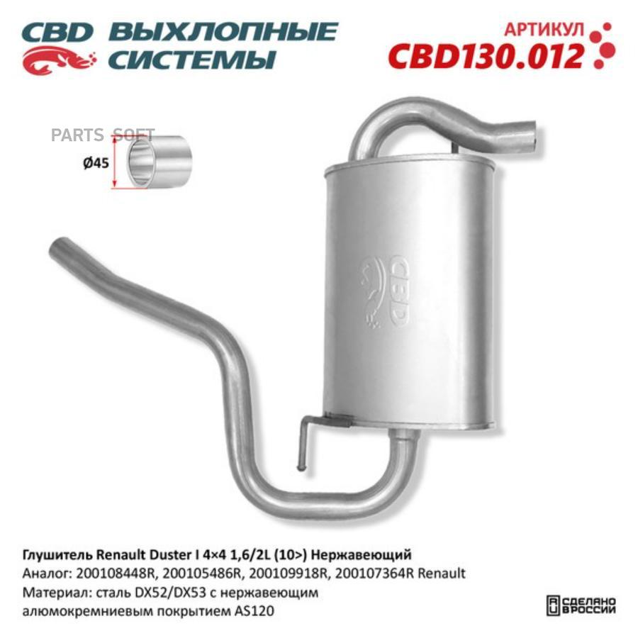 

Глушитель Renault Duster 4x4. Нерж. CBD130.012 ВЕС