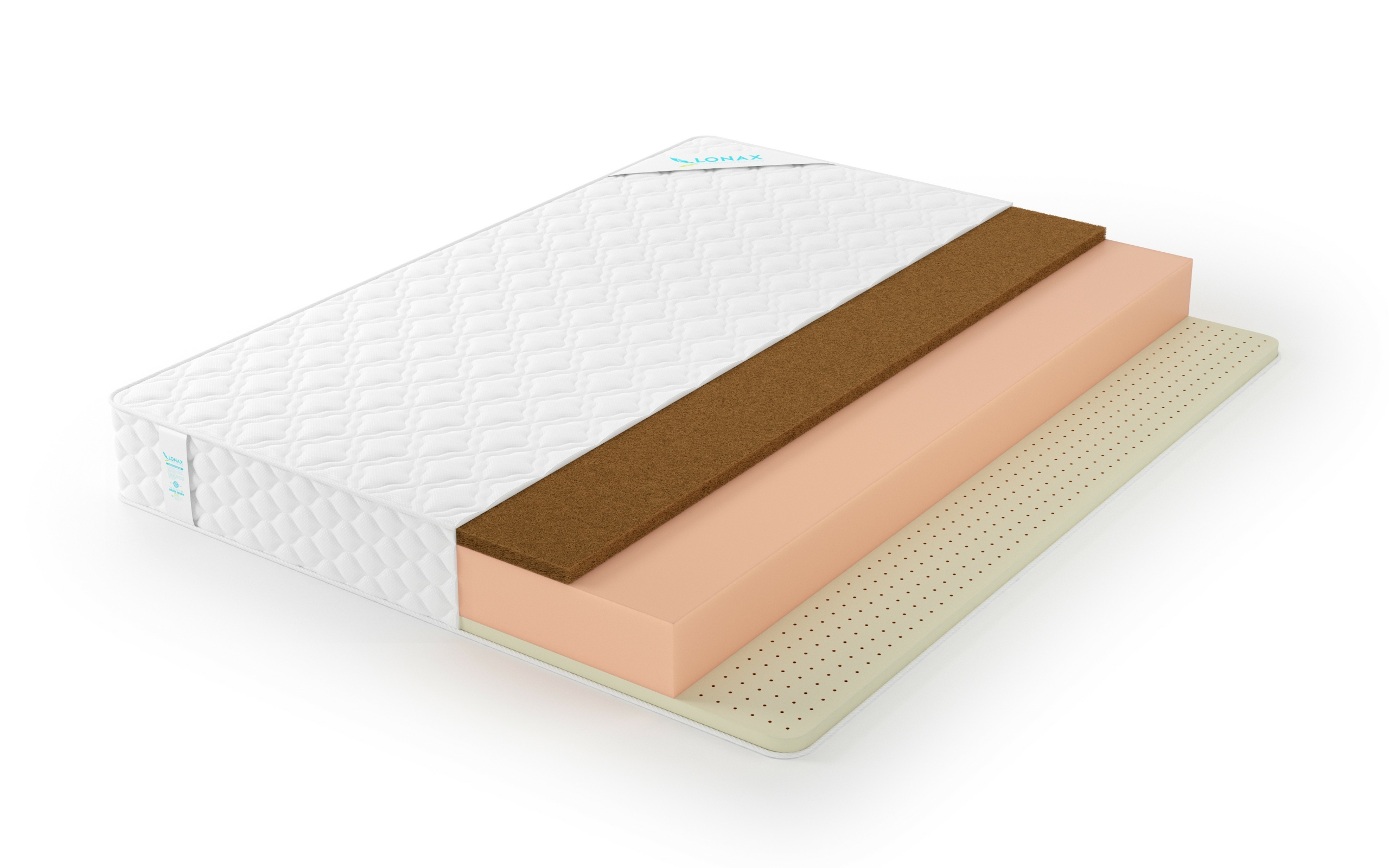 

Матрас Lonax Foam Mix Foam Latex Cocos 3 195х200, Белый, Foam Latex Cocos 3