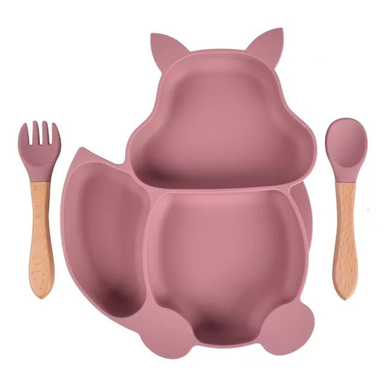 Набор для кормления Play Kid 140темно-розовый.тарелка+вилка+ложка