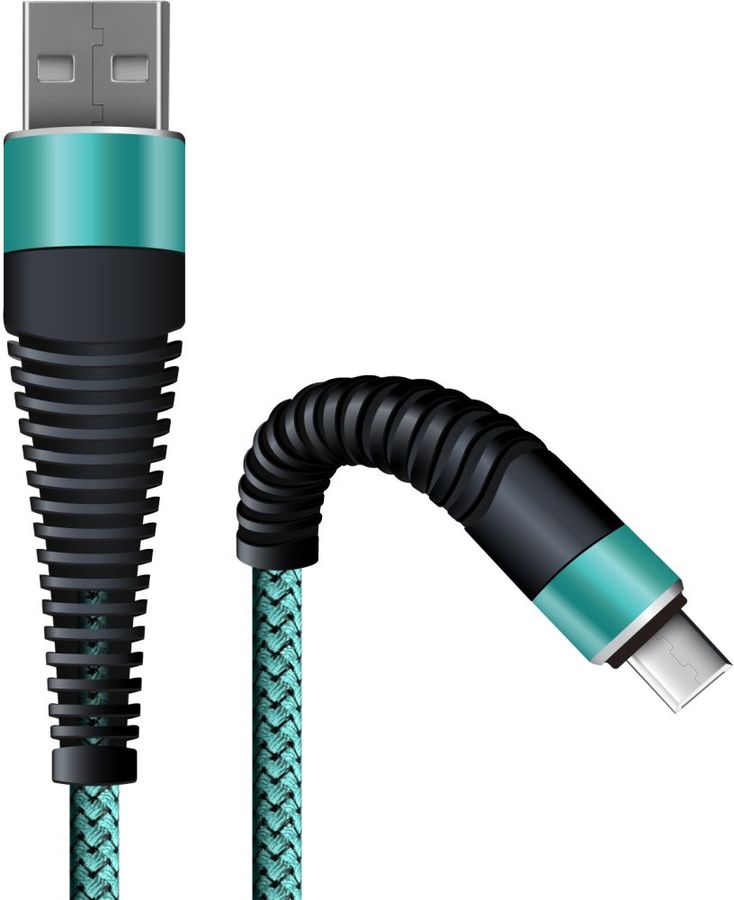 Кабель BoraSCO Fishbone USB - Micro USB тиффани, 3А, 1 м, зеленый