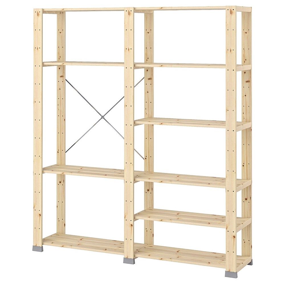 

Стеллаж IKEA ХЕЙНЕ 2 секции (6 стоек;12 полок) MI-NEY-2 светло-коричневый, ХЕЙНЕ 2 секции (6 стоек;12 полок)
