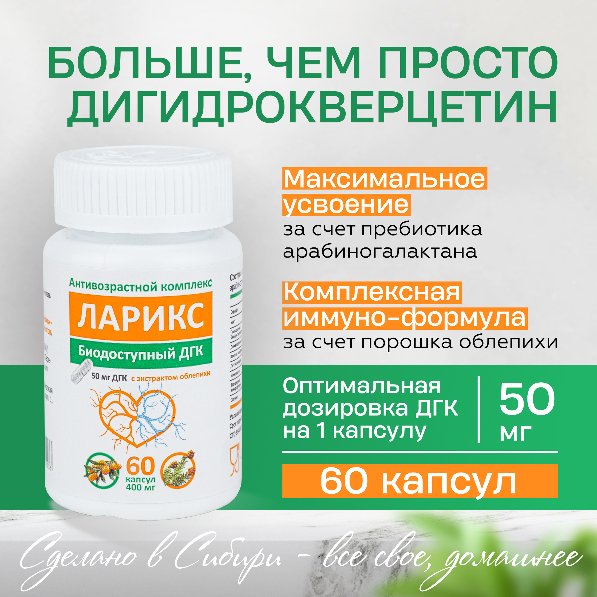 Дигидрокверцетин Ruvedic ЛАРИКС капсулы ДГК 50 мг 60 капсул