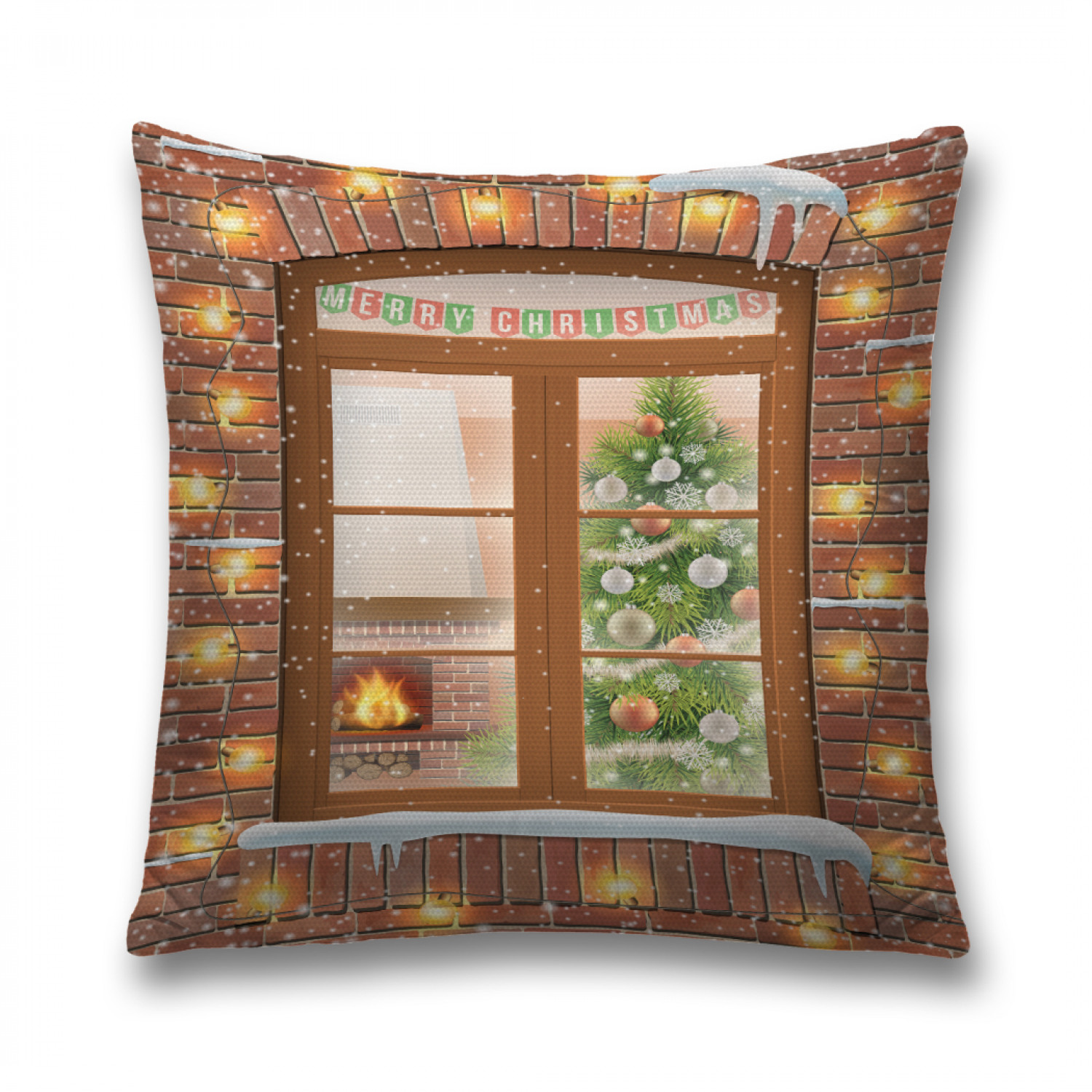 

Наволочка декоративная JoyArty "Рождество в окне" на молнии, 45x45 см, Коричневый, Рождество в окне