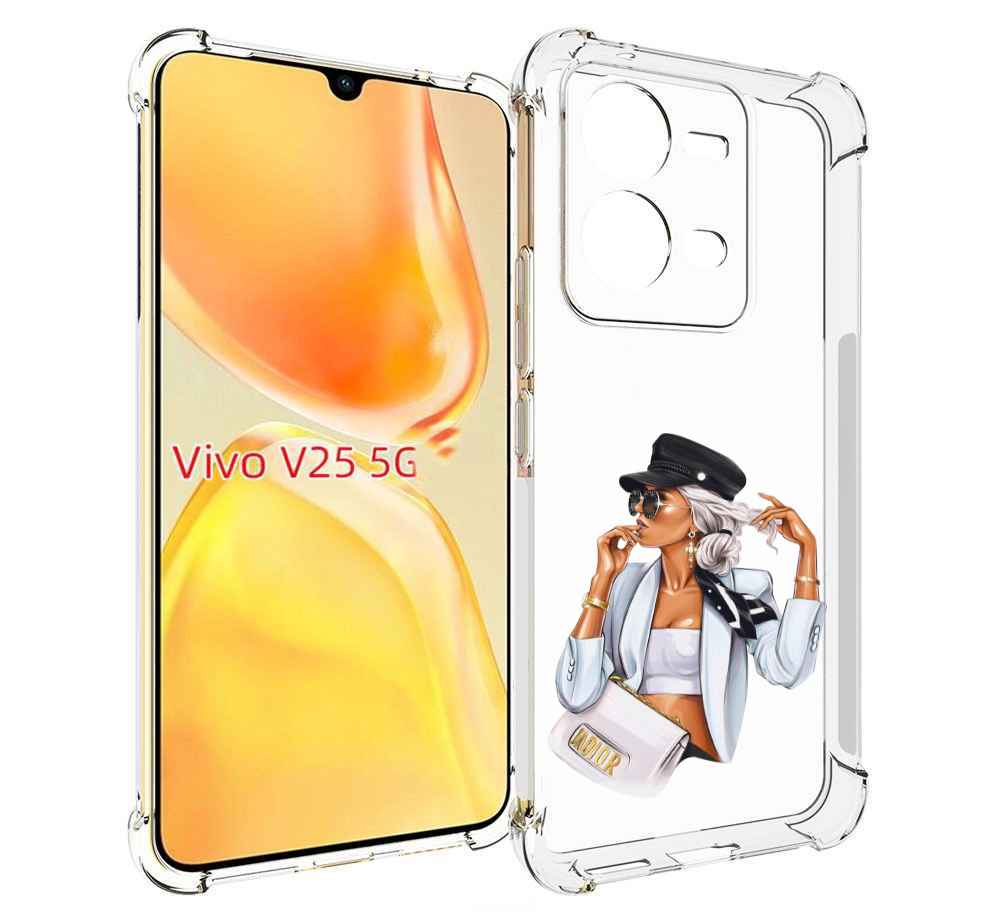 

Чехол MyPads девушка-в-белом-с-модной-сумочкой женский для Vivo V25 5G / V25e, Прозрачный, Tocco