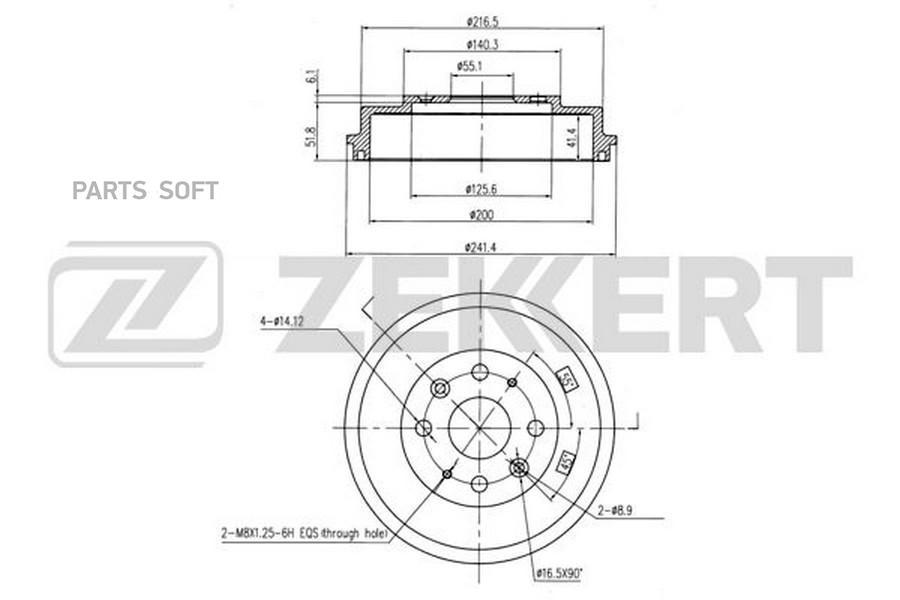 

ZEKKERT Барабан тормозной Mazda 323 III-V 89-, 2 I, II 07-, MX-3 EC 91- задний Zekkert 1шт