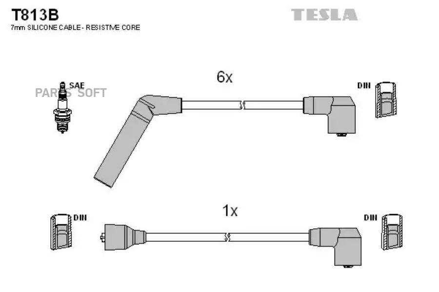 

T813B-TSL_к-кт проводов \ Chrysler Voyager 3.0i 95> 7 проводов