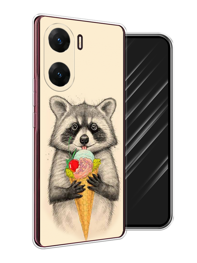 

Чехол Awog на Vivo V29e "Енот с мороженым", Бежевый;серый, 269450-1