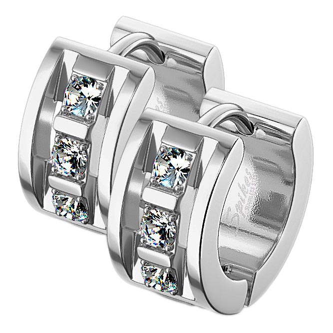 

Серьги конго из стали Spikes SE3522-STC, фианит, SE3522-STC