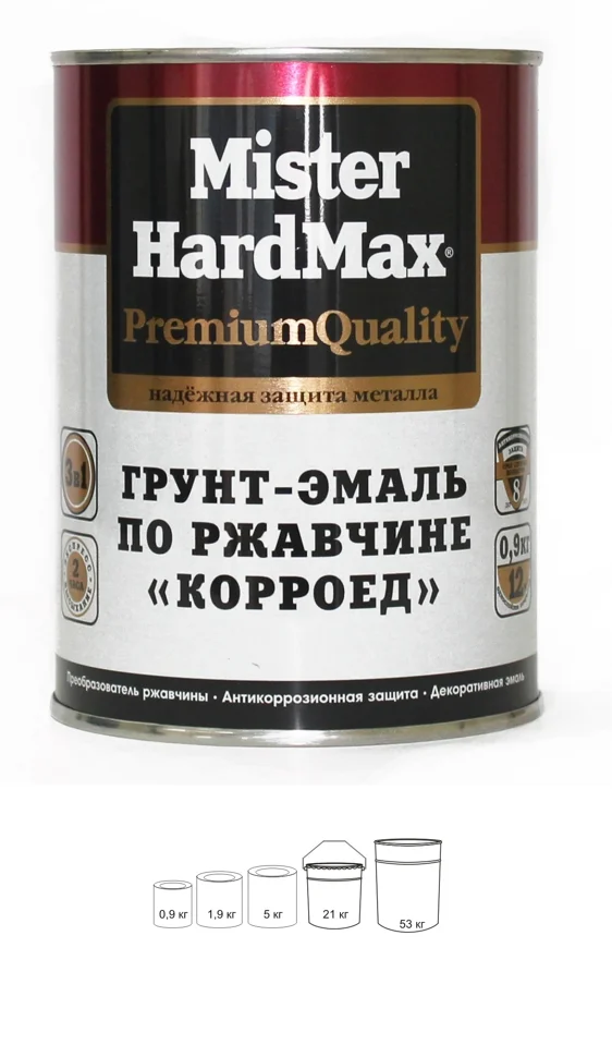 

Грунт-эмаль по ржавчине Mr. HARDMAX Корроед красно-коричневая RAL 3011 0,9кг
