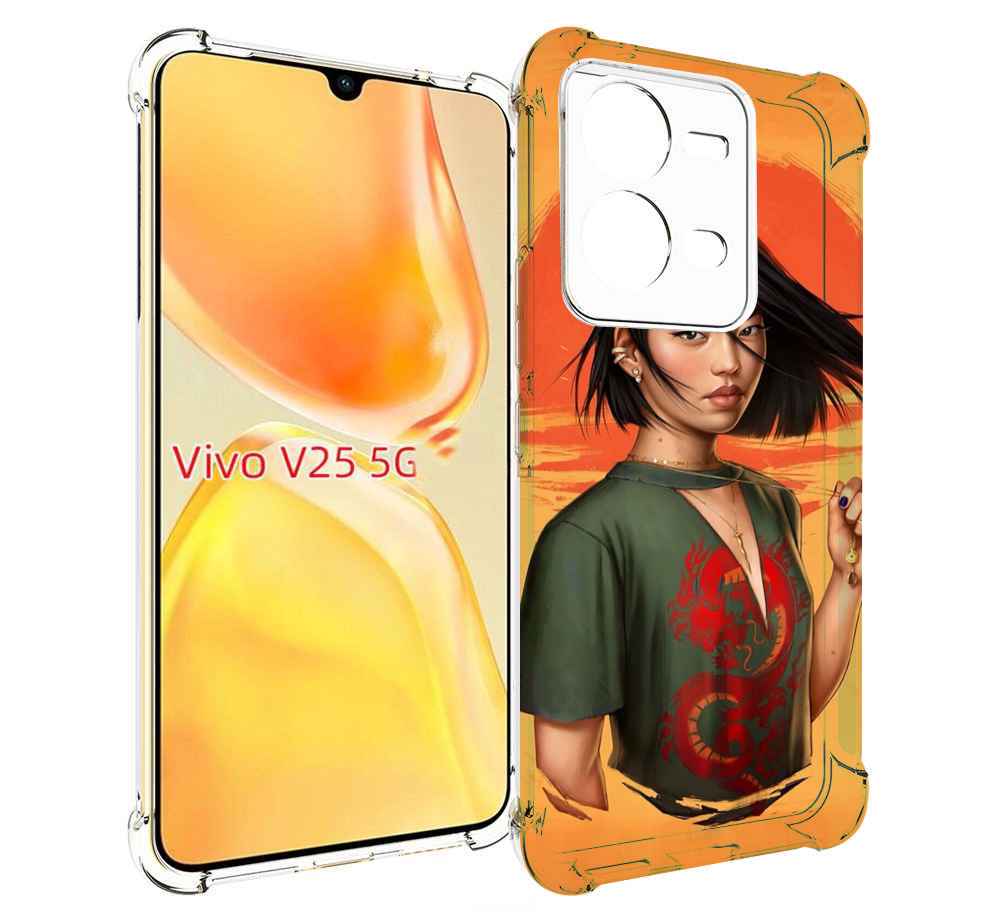 

Чехол MyPads девушка-в-оранжевом-фоне женский для Vivo V25 5G / V25e, Прозрачный, Tocco