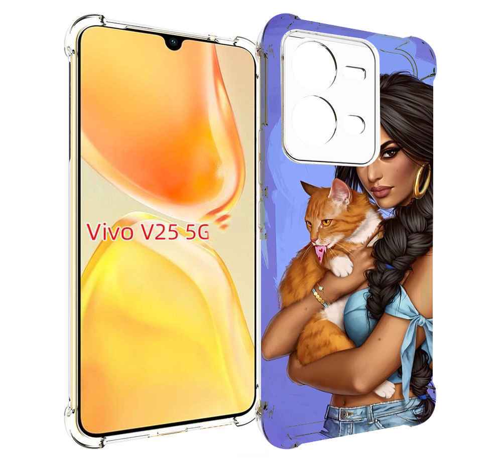 

Чехол MyPads девушка-красивая-с-синим-фоном женский для Vivo V25 5G / V25e, Прозрачный, Tocco