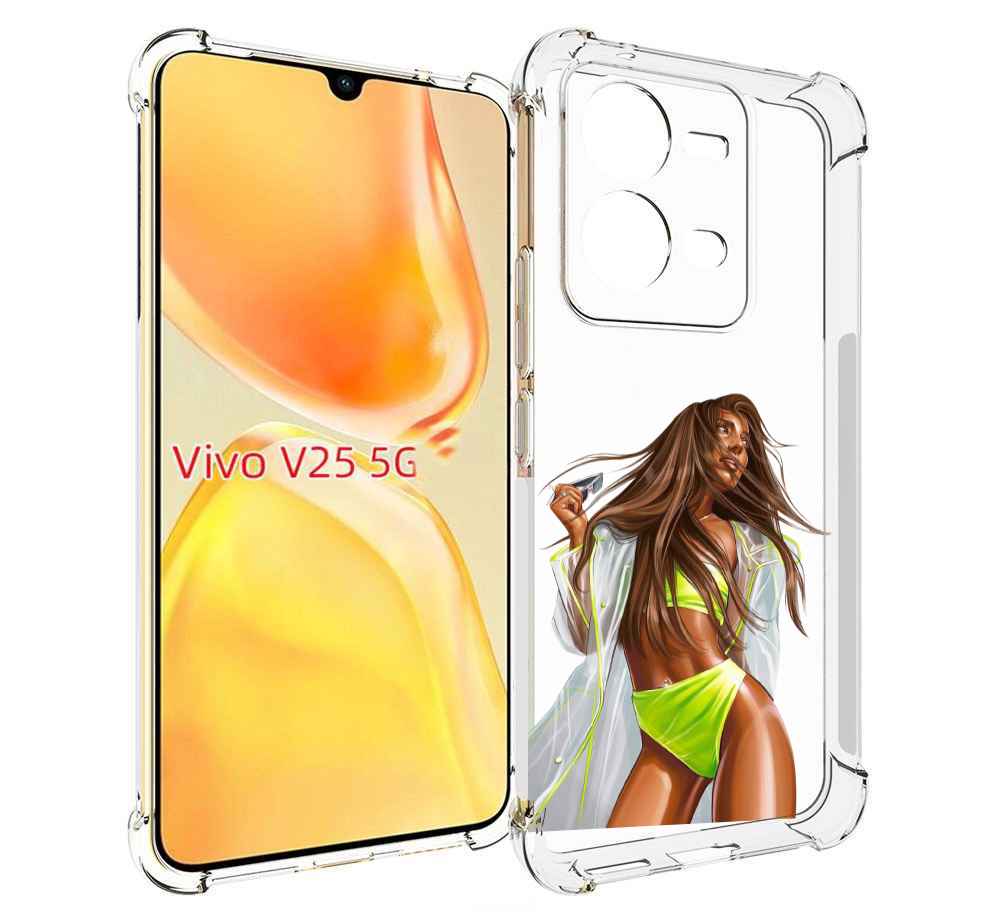 

Чехол MyPads девушка-модель-мулатка для Vivo V25 5G / V25e, Прозрачный, Tocco