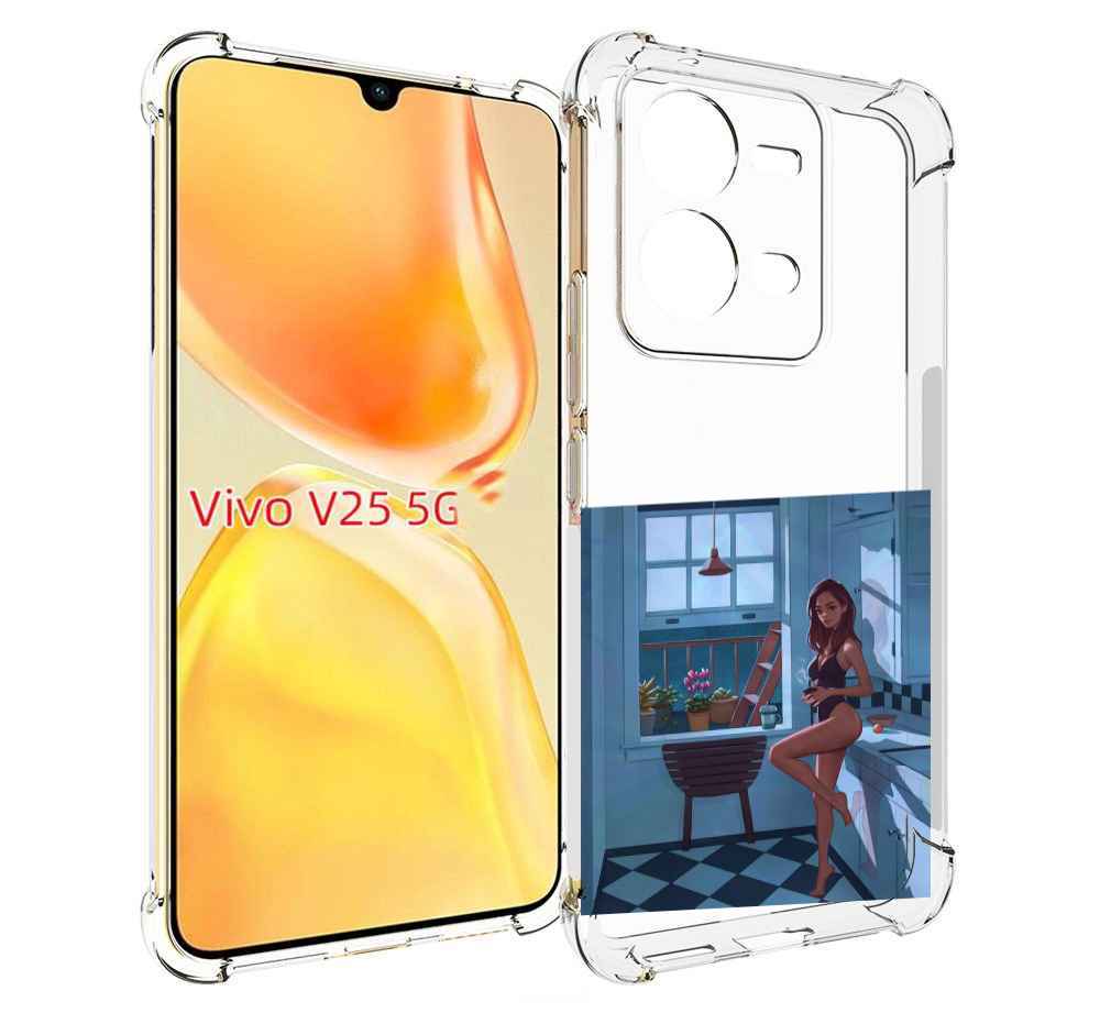 

Чехол MyPads девушка-на-кухне для Vivo V25 5G / V25e, Прозрачный, Tocco