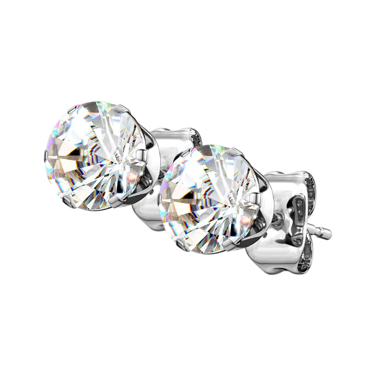 

Серьги пусеты из стали Spikes SERD-3C, фианит, SERD-3C