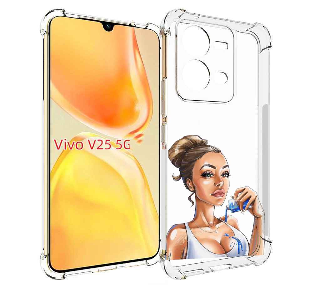 

Чехол MyPads девушка-пролила-краску женский для Vivo V25 5G / V25e, Прозрачный, Tocco