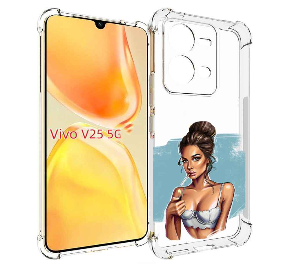 

Чехол MyPads девушка-с-зажигалкой для Vivo V25 5G / V25e, Прозрачный, Tocco