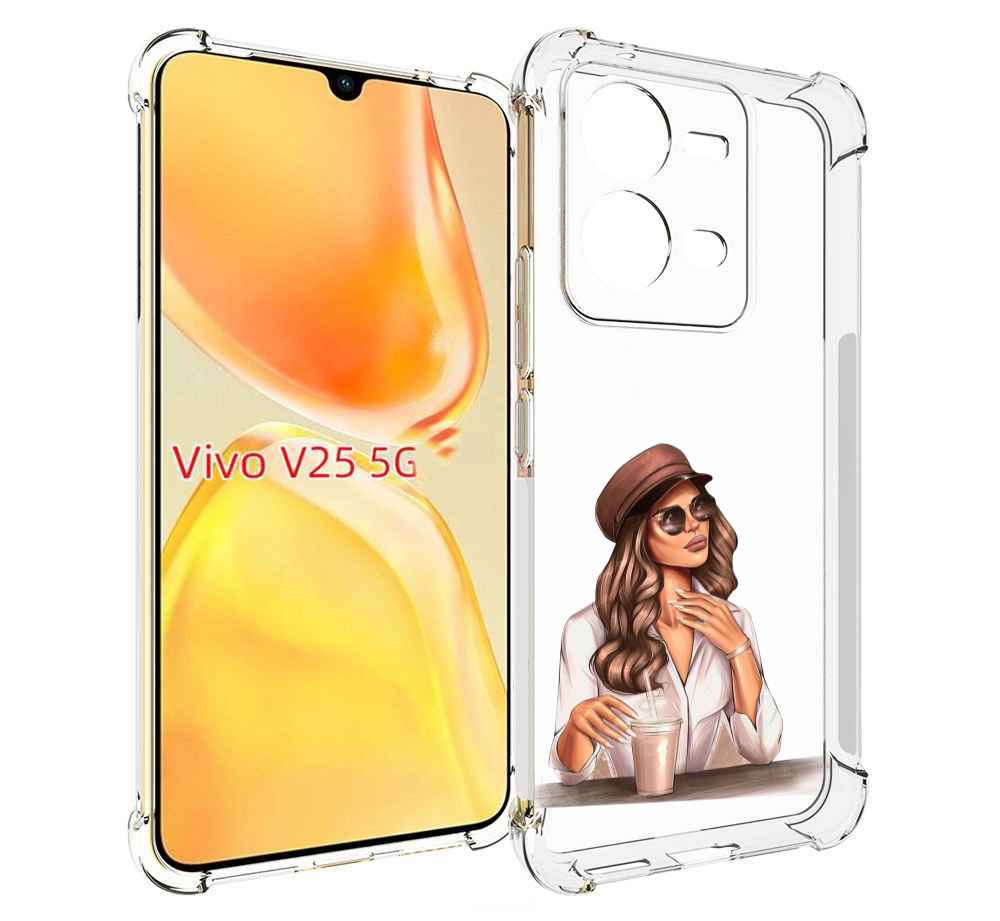 

Чехол MyPads девушка-с-милкшейком женский для Vivo V25 5G / V25e, Прозрачный, Tocco
