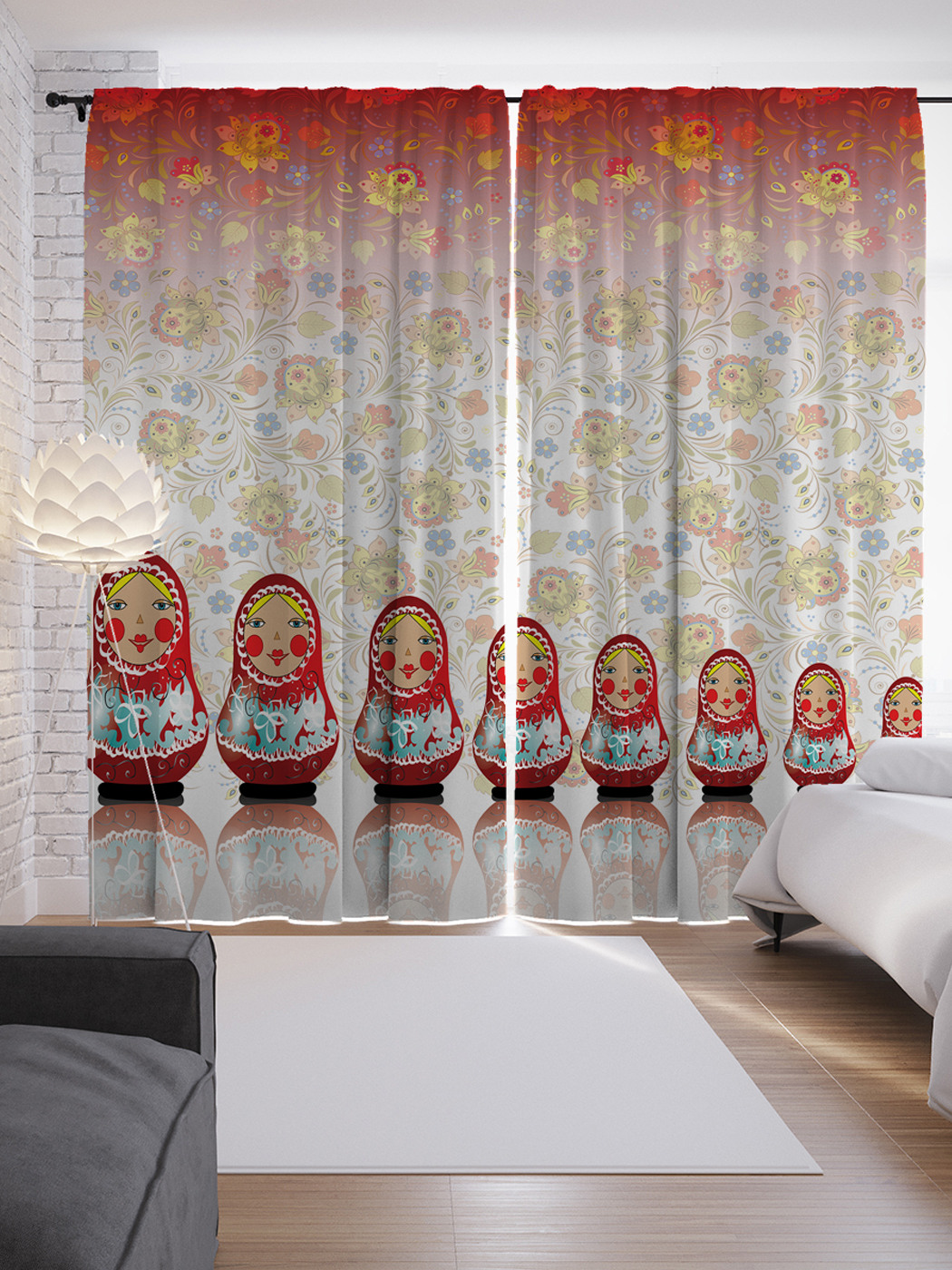 

Шторы JoyArty с фотопечатью "Уменьшение матрешек" из сатена, 290х265 см, Уменьшение матрешек