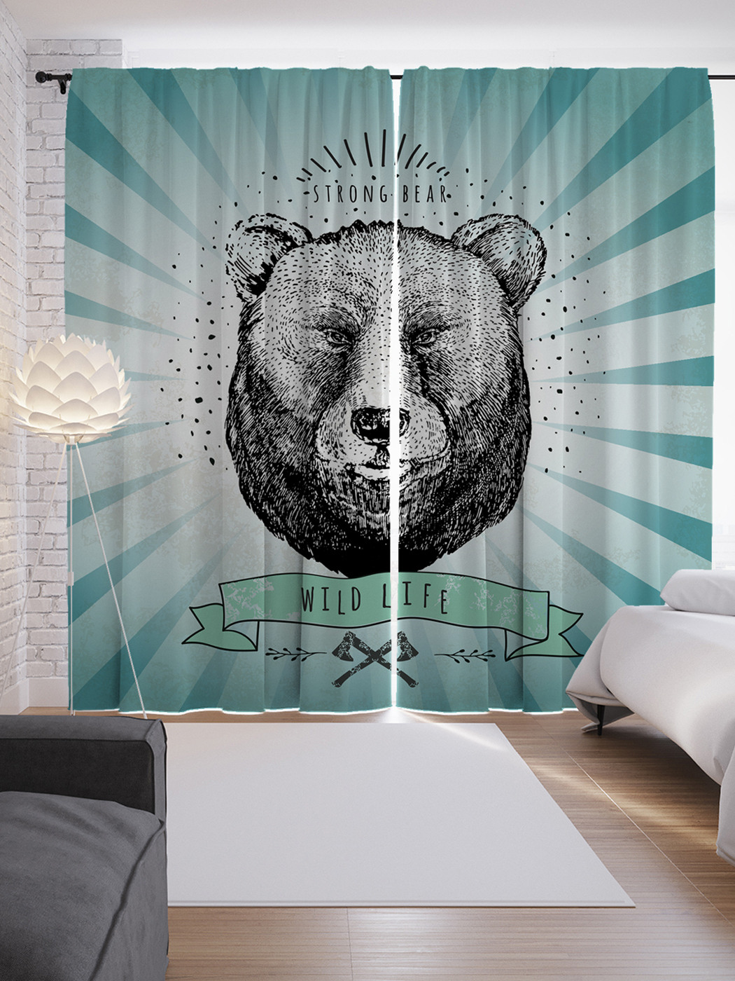 

Шторы JoyArty с фотопечатью "Дикий медведь" из сатена, 290х265 см, Дикий медведь