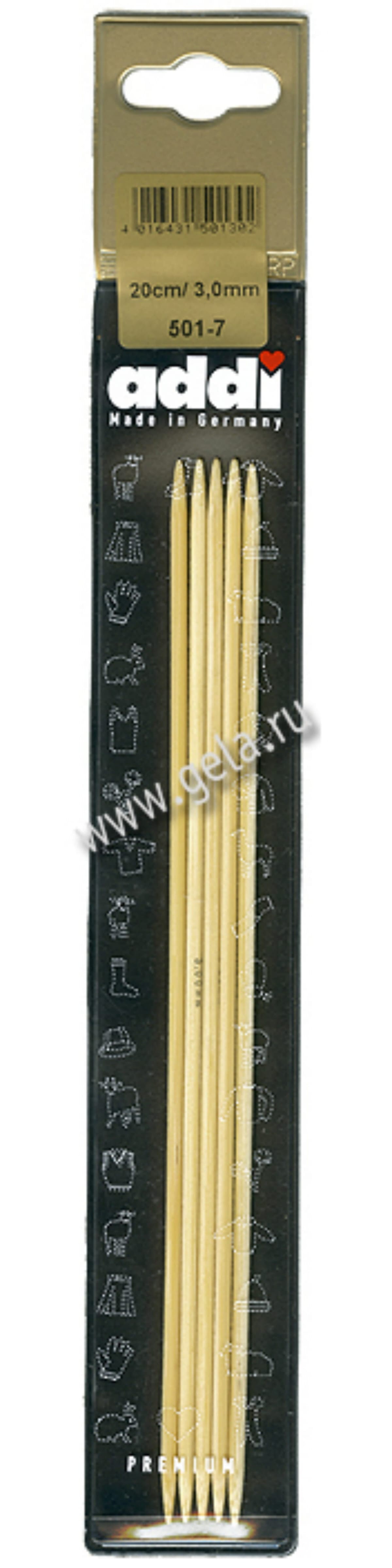 

ADDI Спицы чулочные, бамбук, N3,0, 20 см. 5 шт на блистере N3 SE501-7/3.0-020-110, Коричневый
