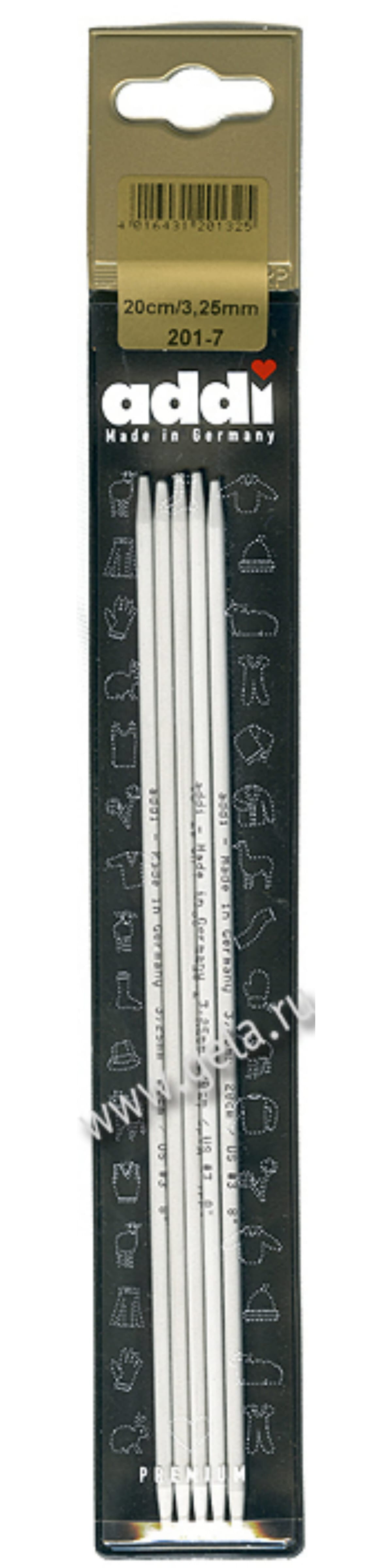 

ADDI Спицы, чулочные, алюминий, N3,25, 20 см. 5 шт в блистере N3,25 SE201-7/3.25-20-104, Серый