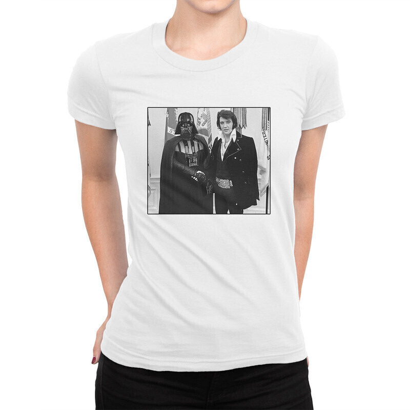 

Футболка женская Dream Shirts Элвис Пресли и друг Женская 10007621 белая L, Элвис Пресли и друг Женская 10007621