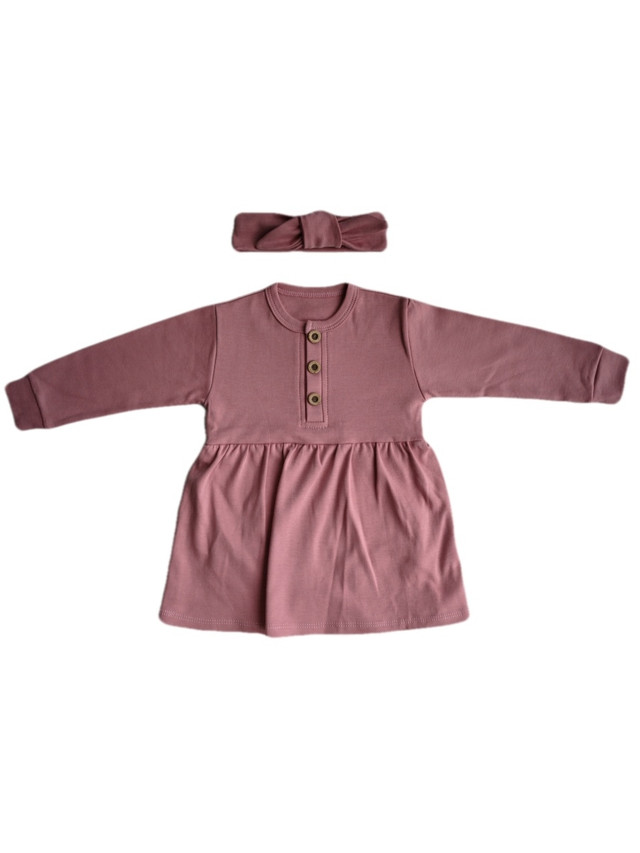 фото Боди для девочек momi боди-платье + повязка бант цв. розовый р-р. 74
