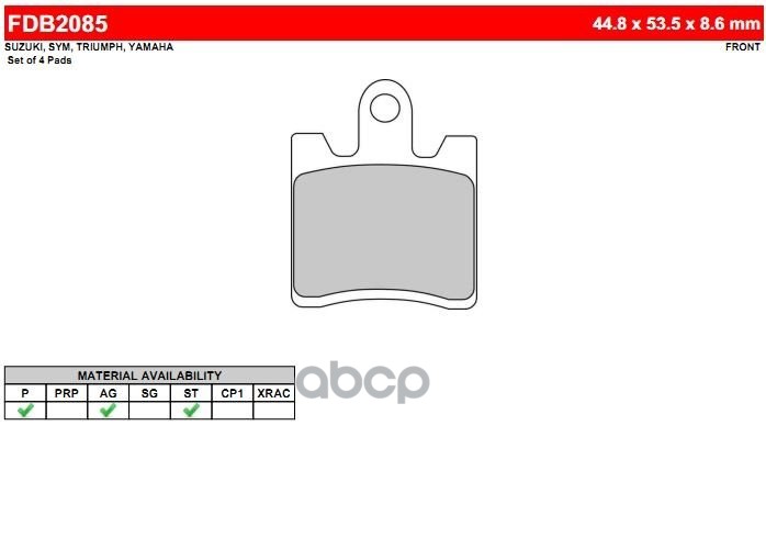 

Колодки Тормозные Suzuki, Sym, Triumph, Yamaha Ferodo Ferodo арт. FDB2085P