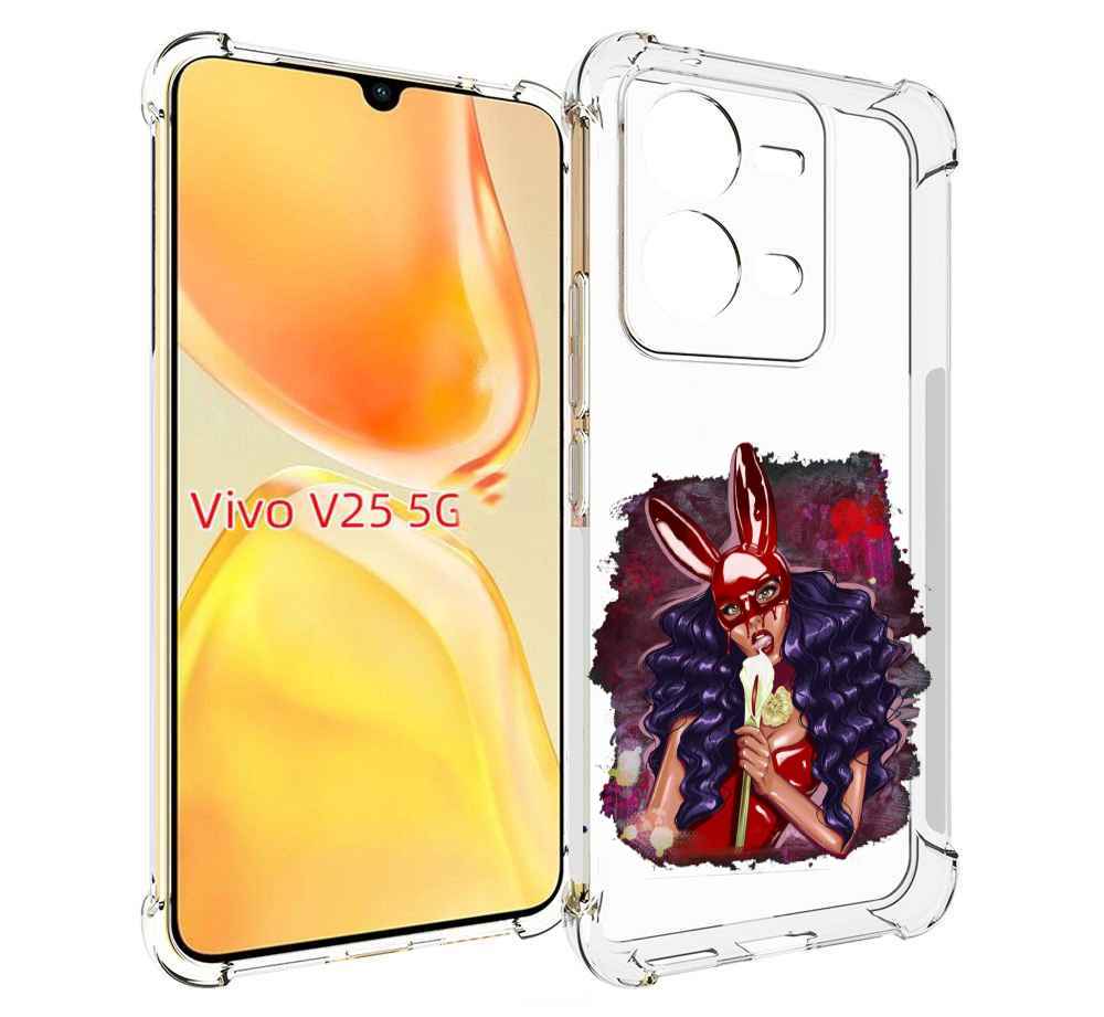 

Чехол MyPads девушка-с-текучей-маской женский для Vivo V25 5G / V25e, Прозрачный, Tocco