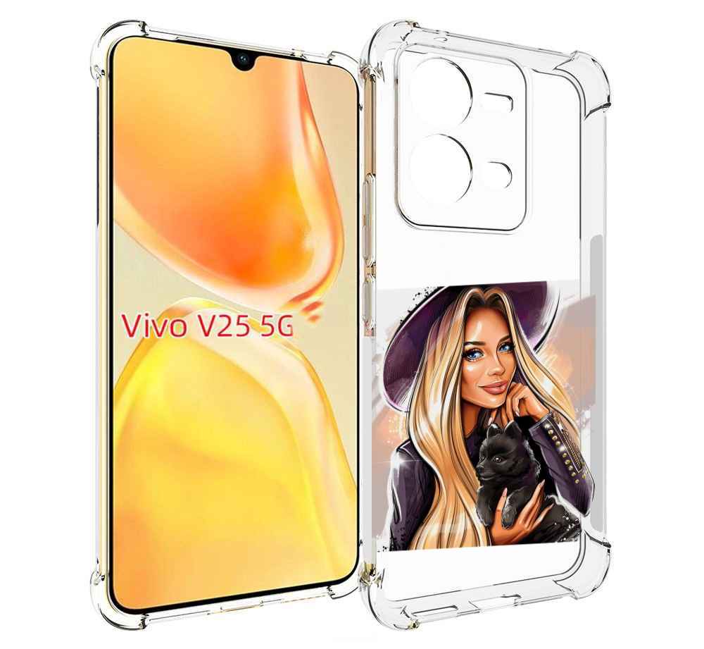 

Чехол MyPads девушка-с-черным-щенком женский для Vivo V25 5G / V25e, Прозрачный, Tocco