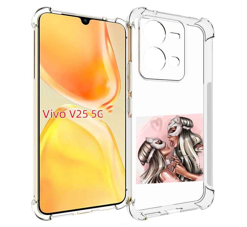 

Чехол MyPads девушки-поцелуй женский для Vivo V25 5G / V25e, Прозрачный, Tocco