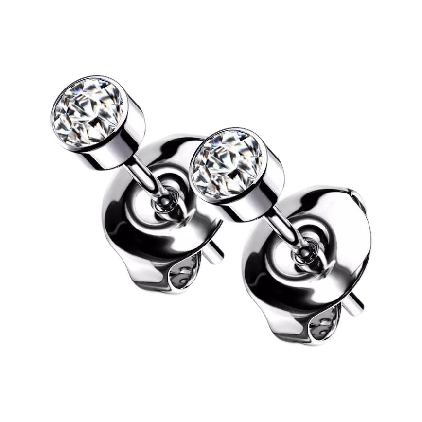 

Серьги пусеты из титана Spikes T23ER02-04-C, фианит, T23ER02-04-C