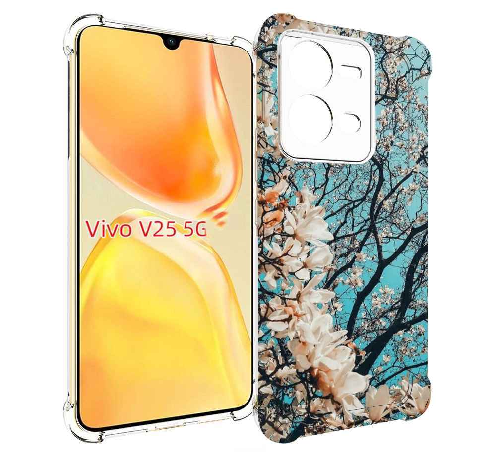 

Чехол MyPads дерево-с-цветочками для Vivo V25 5G / V25e, Прозрачный, Tocco
