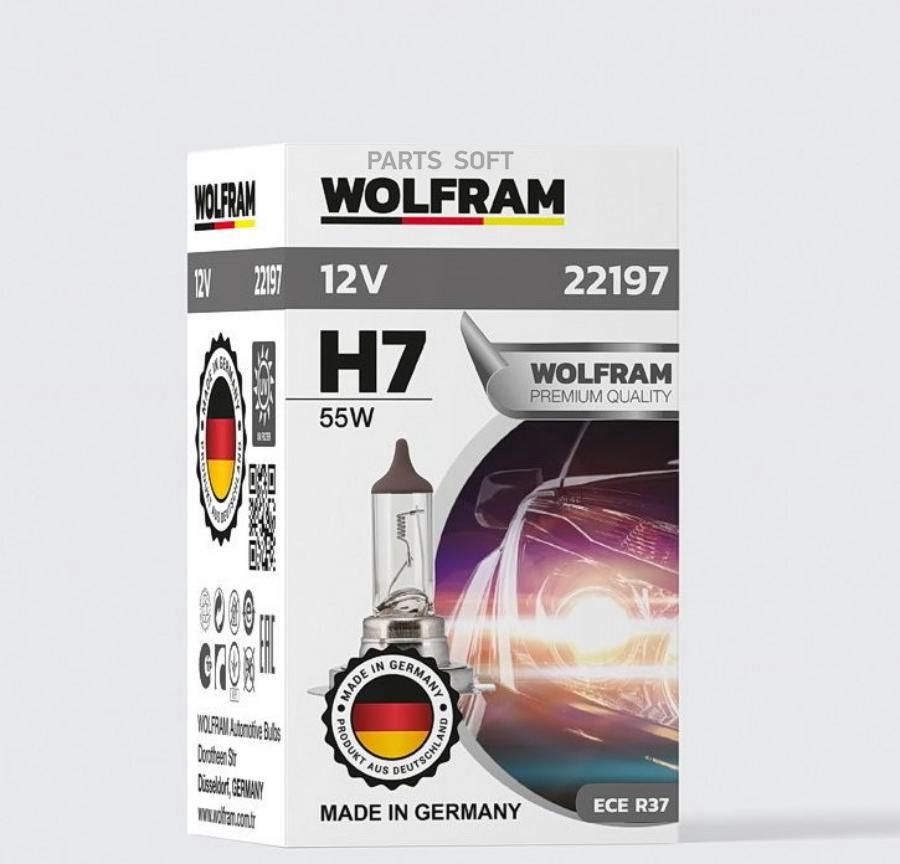 Лампа 12V H7 55W Px26D Wolfram Halogen Bulb 1 Шт. Картон 22197 1Шт WOLFRAM 22197