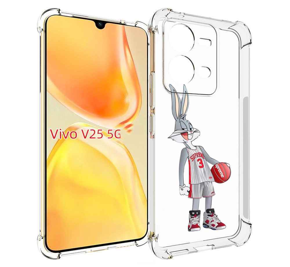 

Чехол MyPads заяц-баскетболист женский для Vivo V25 5G / V25e, Прозрачный, Tocco