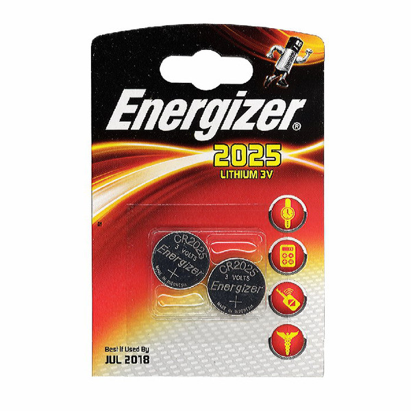 Батарейкa Energizer LITHIUM CR2025 /  3В / 3V  /  в блистере 2 штуки