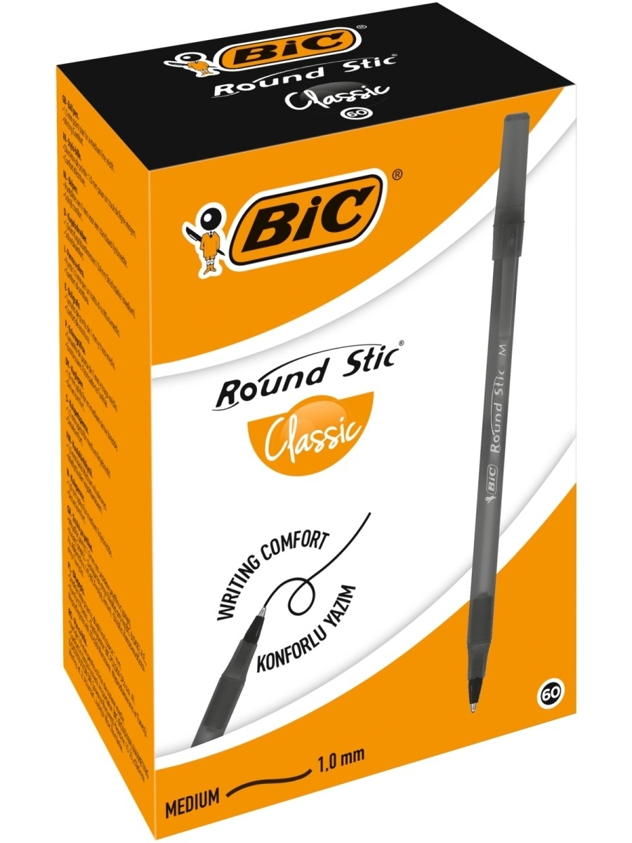 фото Набор ручек шариковых bic rnd stic simply blk b60 ee 920568, черные, 1 мм, 60 шт.