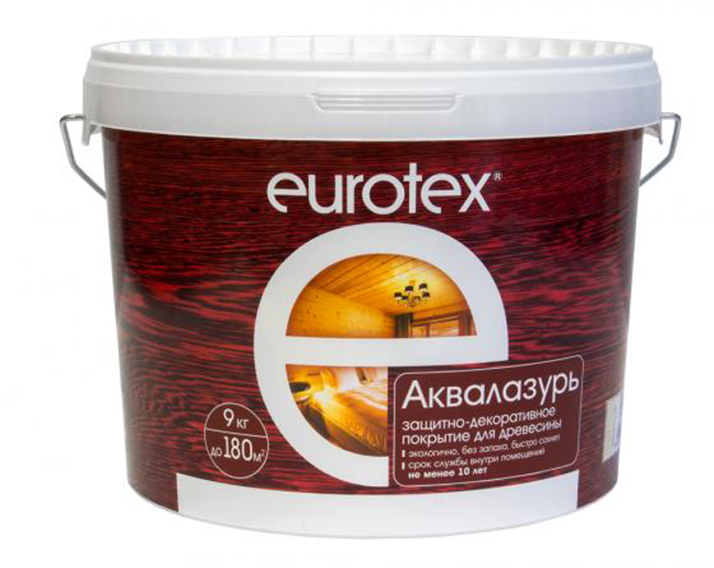 Покрытие Eurotex Аквалазурь, полуглянцевое, 0,9 кг, канадский орех защитно декоративное покрытие для древесины eurotex