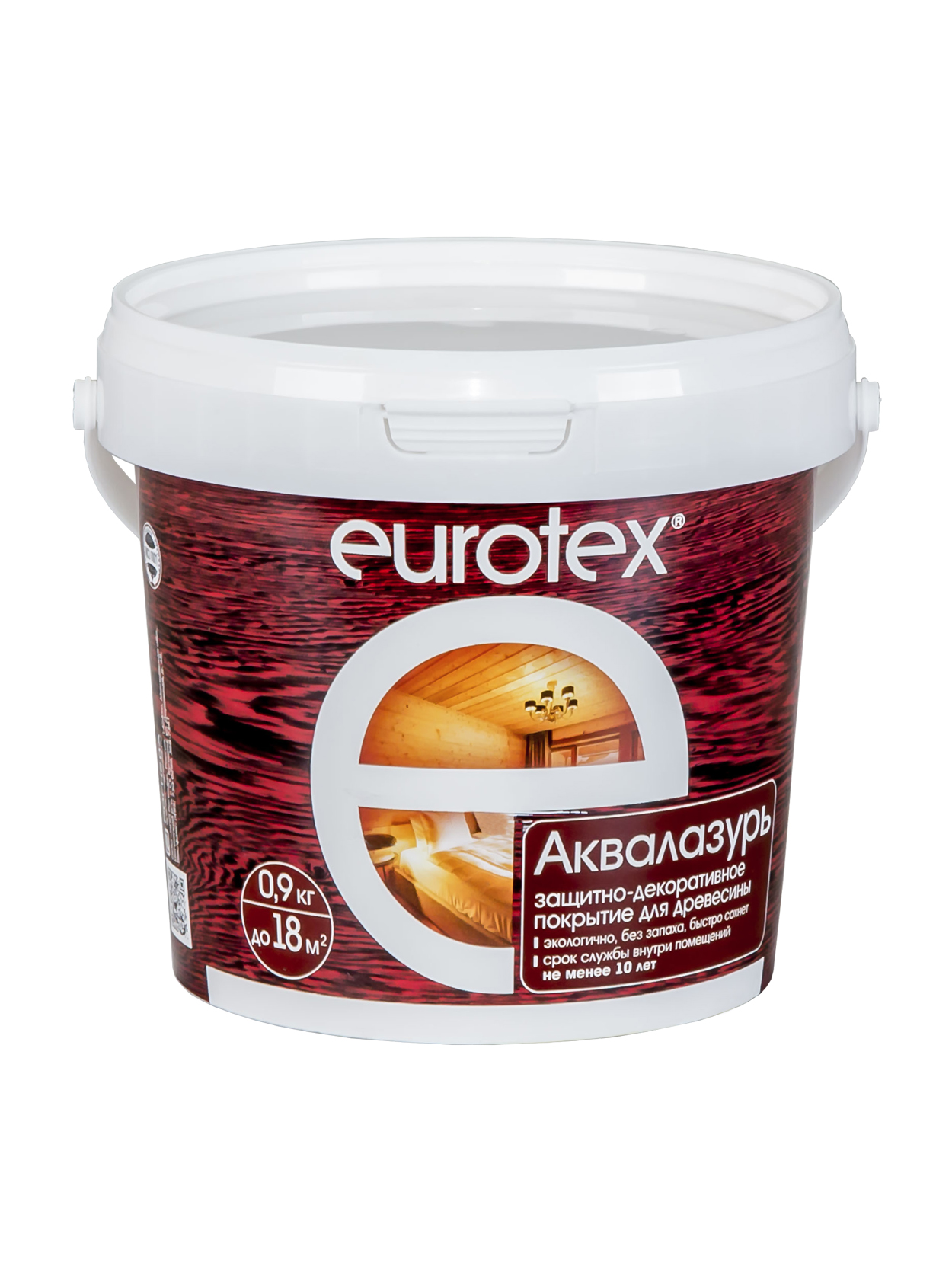 Покрытие Eurotex Аквалазурь, полуглянцевое, 0,9 кг, палисандр лак антисептик акриловый eurotex аквалазурь палисандр 2 5 л