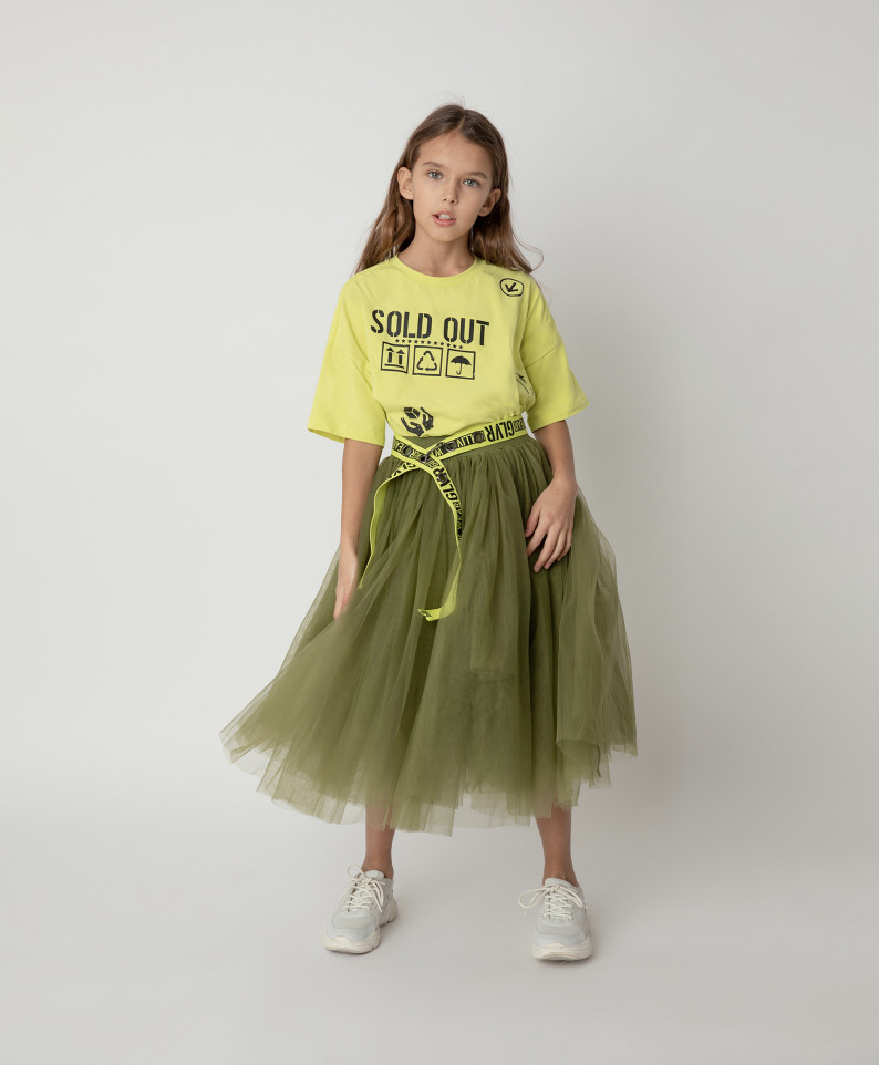 

Юбка хаки с поясом Gulliver цв. хаки 134, 12108GJC6101