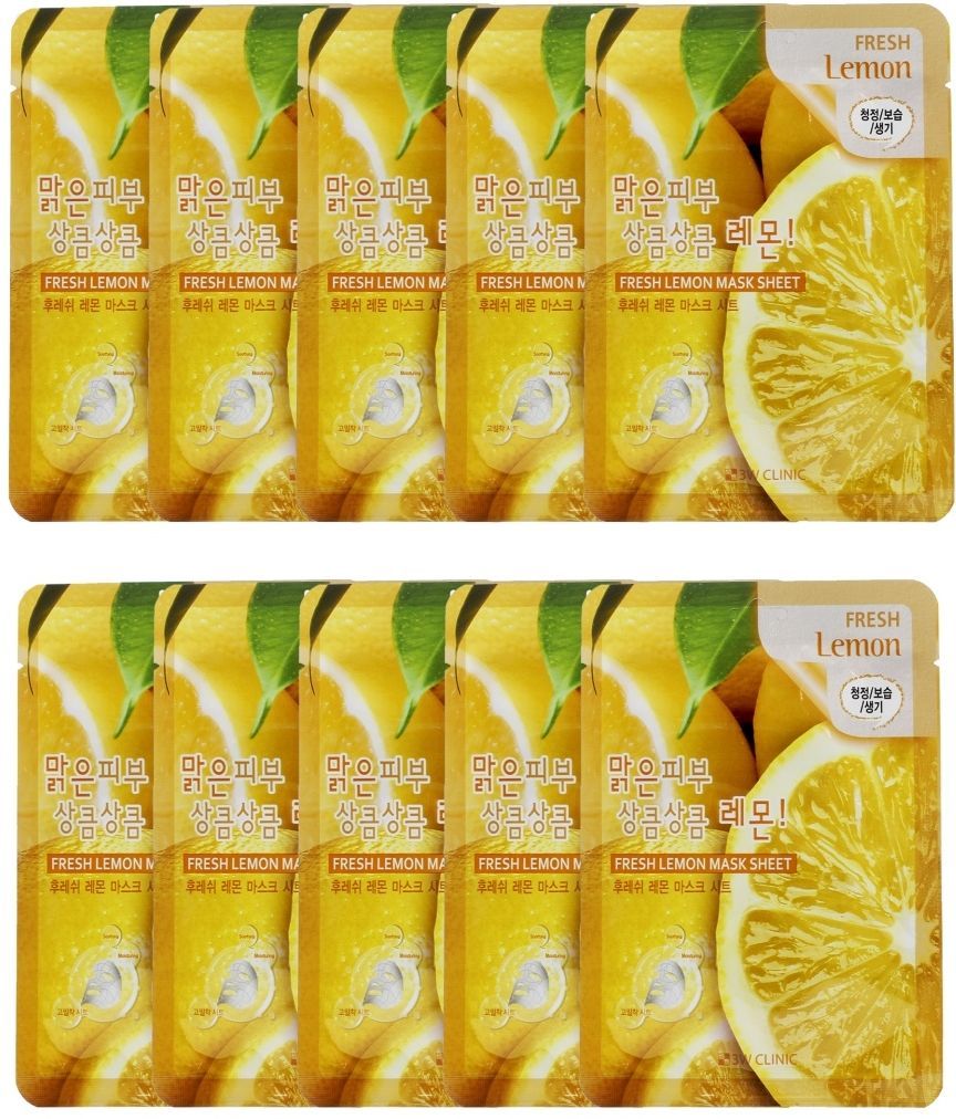 

3W Clinic Тканевая маска для лица с экстрактом лимона Fresh Lemon Mask Sheet, 10 шт