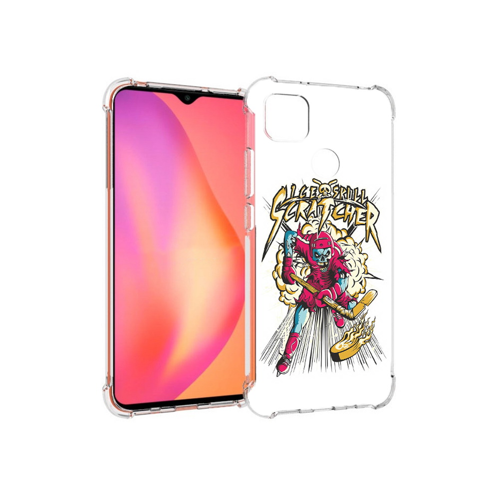 

Чехол MyPads Tocco для Xiaomi Redmi 9C нарисованный скелет хоккеист (PT152115.265.514), Прозрачный, Tocco