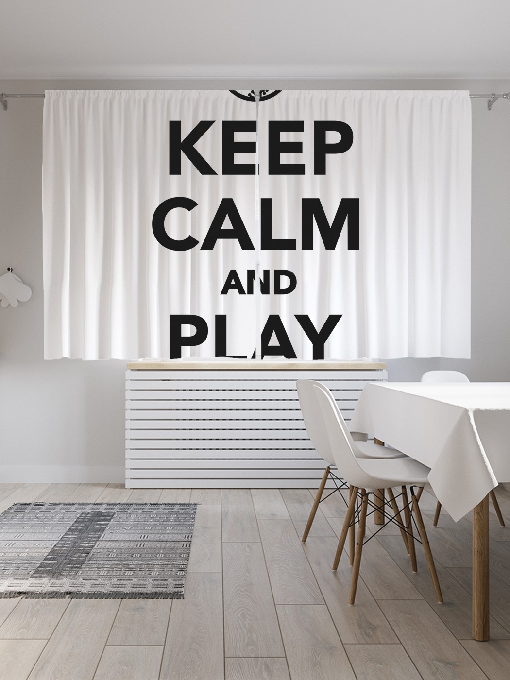 фото Шторы joyarty с фотопечатью "сохраняй спокойствие и играй в бейсбол" из сатена, 290х180 см