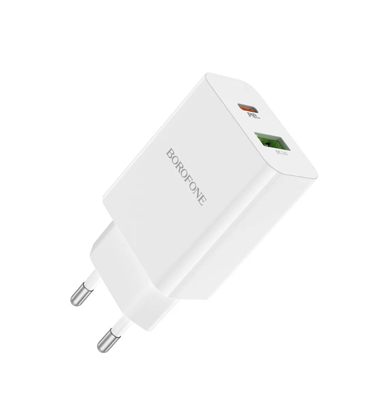 

Сетевое зарядное устройство c Type-C и USB, Borofone, BA67A, белое, 20W