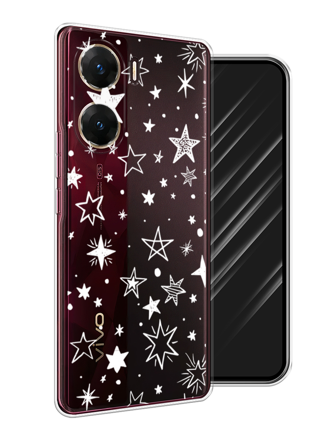 

Чехол Awog на Vivo V29e "Звездочки графика белая", Прозрачный;белый, 269450-1