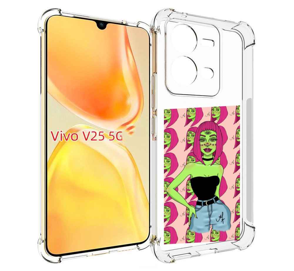 

Чехол MyPads зеленая-девушка-с-глазом женский для Vivo V25 5G / V25e, Прозрачный, Tocco