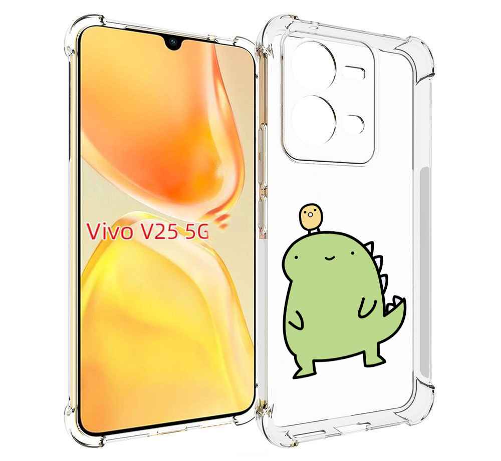 

Чехол MyPads зеленый-динозаврик детский для Vivo V25 5G / V25e, Прозрачный, Tocco