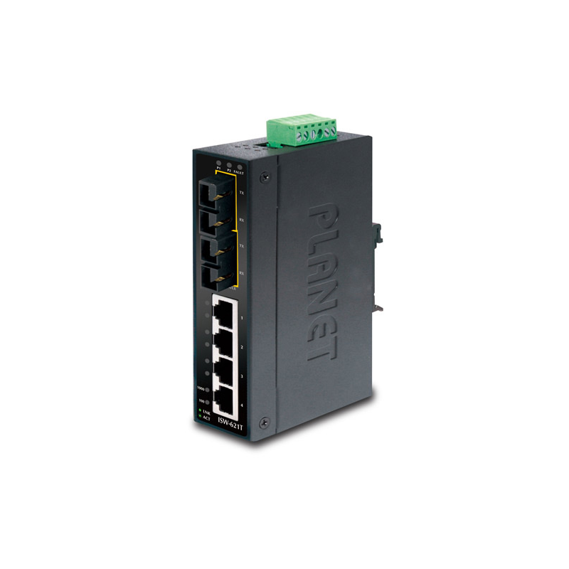 фото Isw-621ts15 коммутатор для монтажа в din рейку/ ip30 slim type 4-port industrial ethernet planet