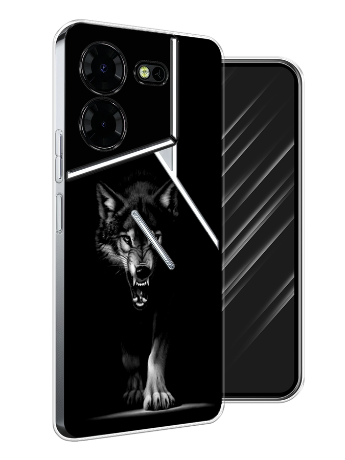 

Чехол Awog на Tecno Pova 5 Pro 5G "Волк выходит из ночи", Серый;черный;белый, 304550-1