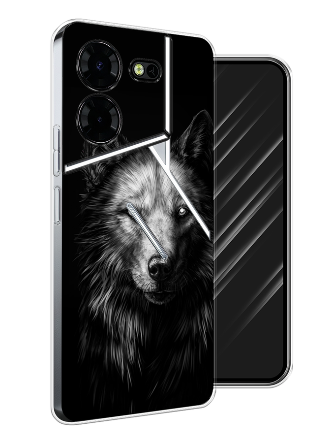 

Чехол Awog на Tecno Pova 5 Pro 5G "Волк черно белый", Серый;бежевый;белый, 304550-1
